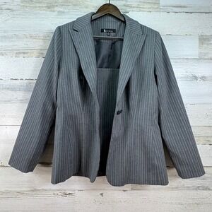 Larry Levine Suits Womens Gray Pinstripe 2-Piece Blazer and Camisole Set Size 12